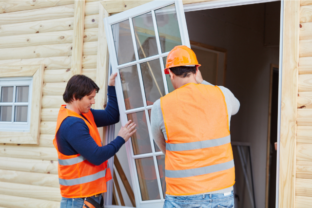 Two Window Fitters Installing New Windows