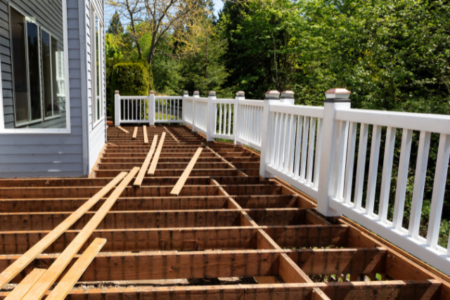 Wooden Cedar Deck Being Remodeled